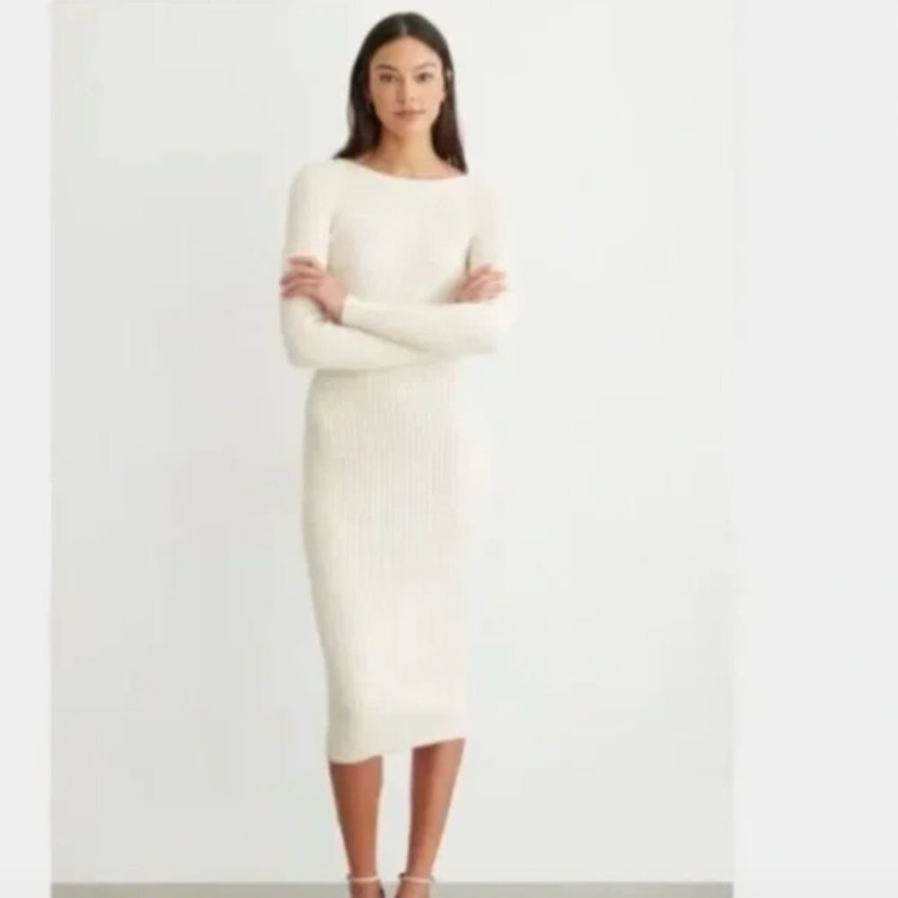 NWT - Cream Bodycon Dress | Long Sleeve Dress | White Dress | Cream Dress